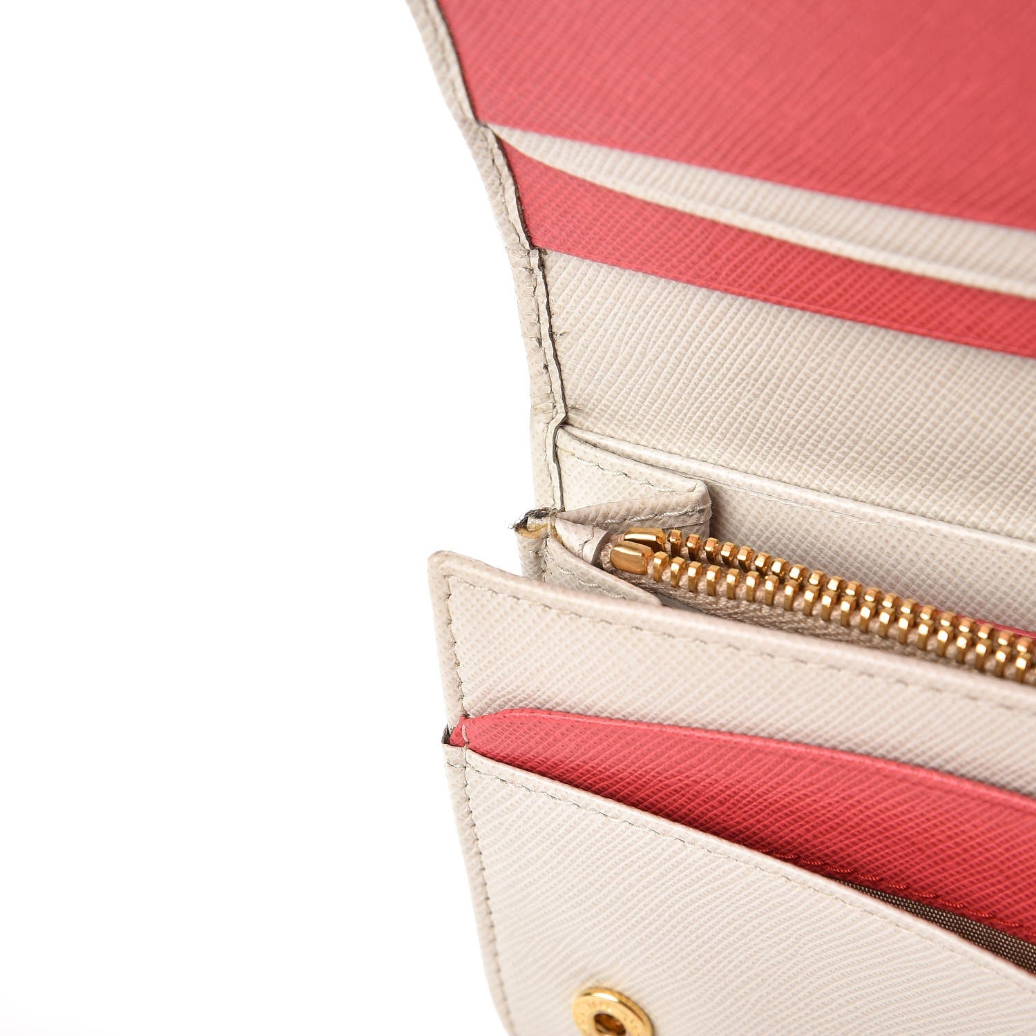 Prada Saffiano Colour Continental Flap Wallet Talco Hibiscus 11 of 11