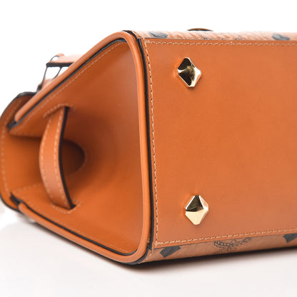 MCM Visetos X-Mini Heritage Top Handle Satchel Cognac 9 of 10