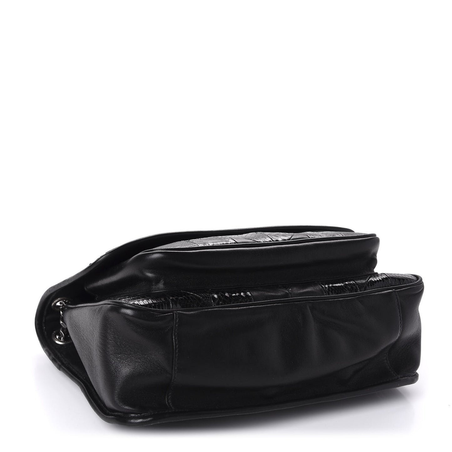Calfskin Ayers Patchwork Monogram Medium Niki Chain Satchel Black
