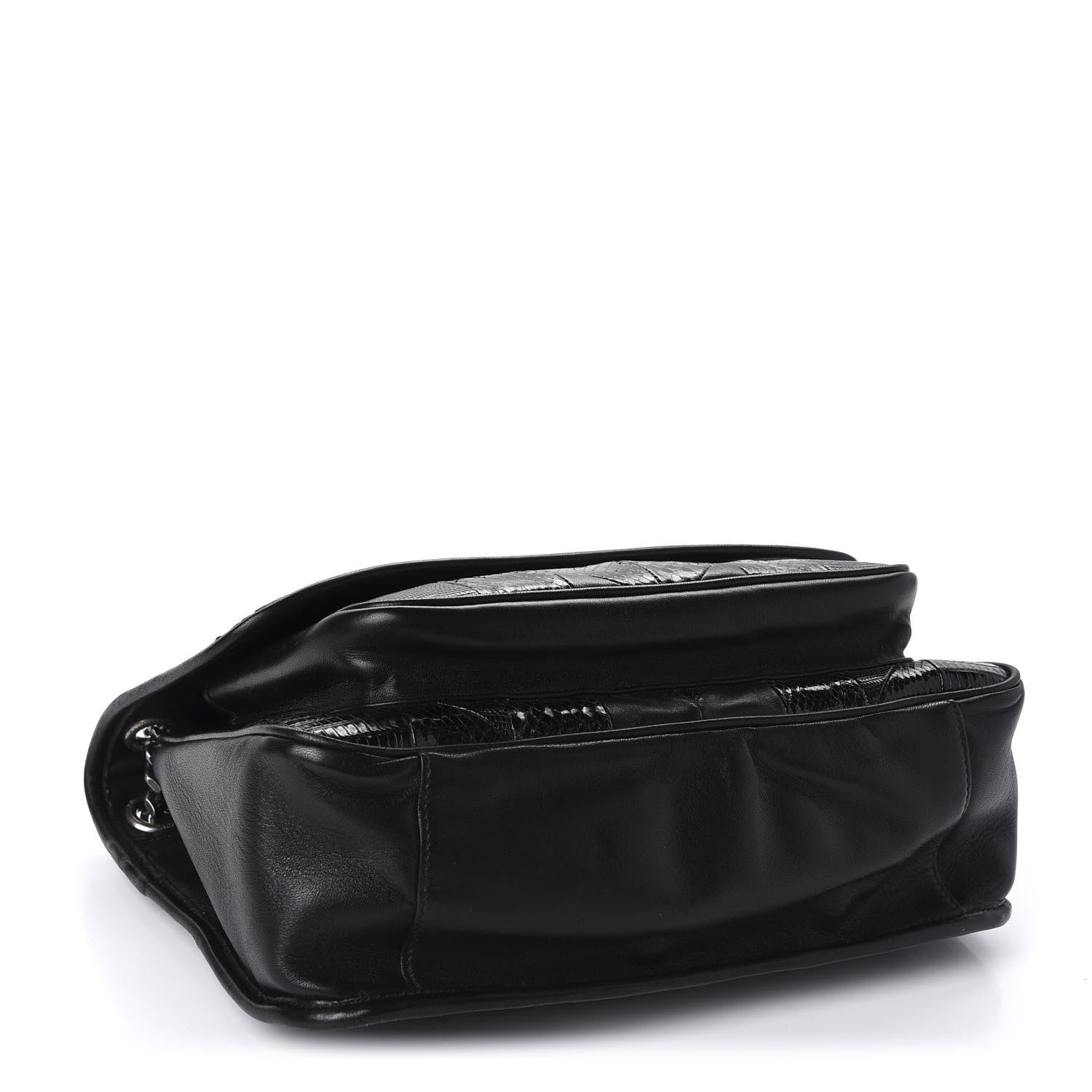 Saint Laurent Calfskin Ayers Patchwork Monogram Medium Niki Chain Satchel Black 5 of 12