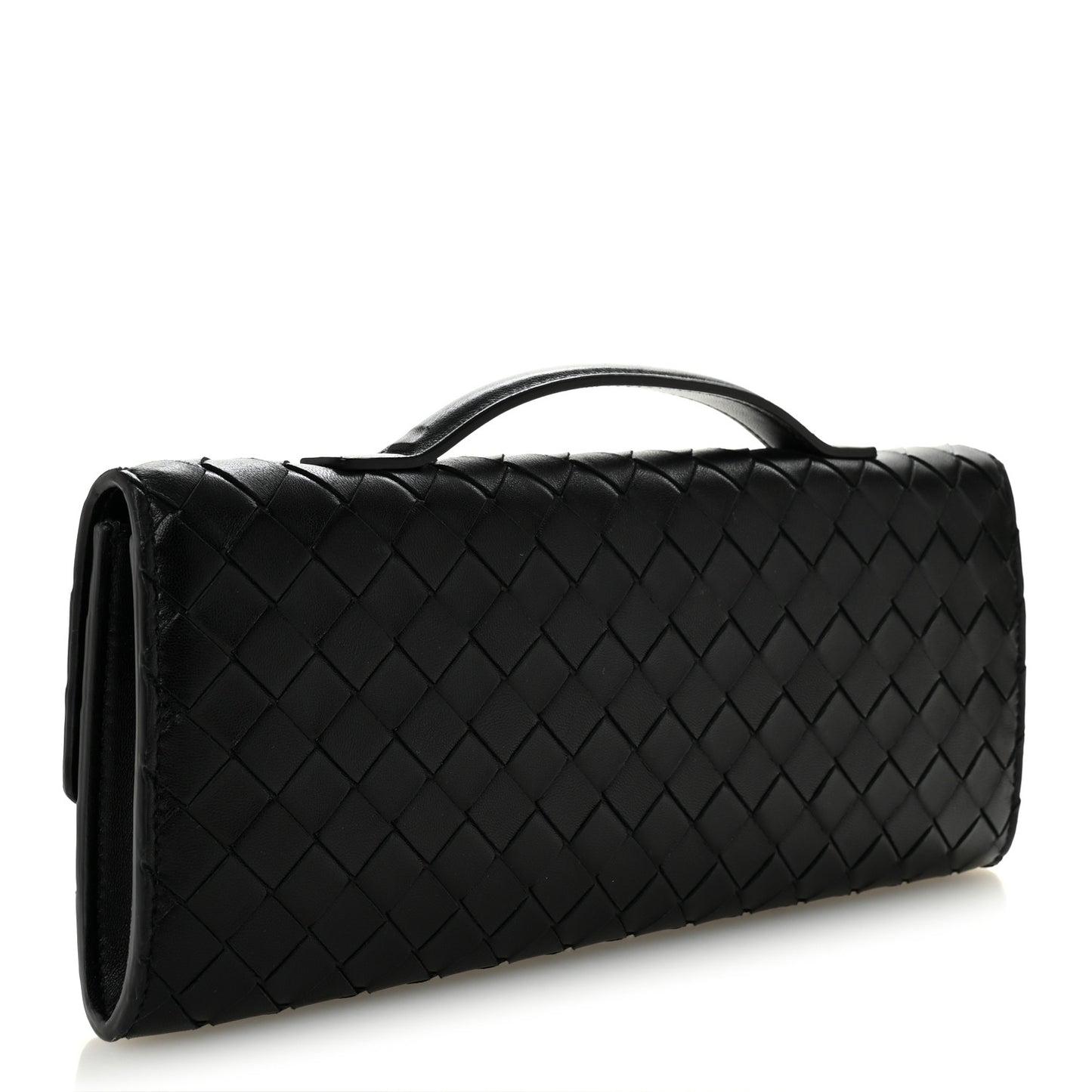 Nappa Intrecciato Long Andiamo Top Handle Clutch Black