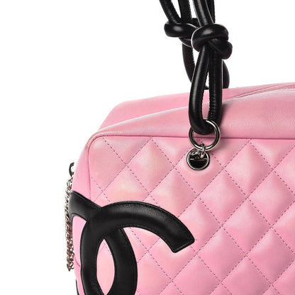 Chanel Calfskin Quilted Large Cambon Bowler Pink Black 13 of 14