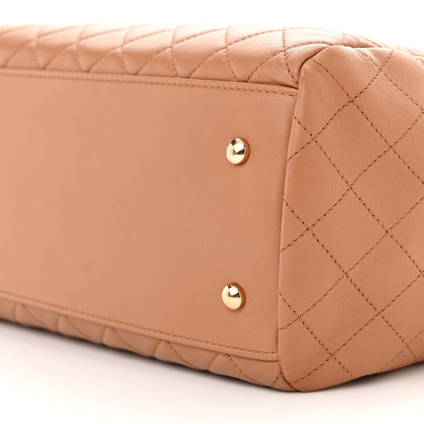 Lambskin Quilted Large Drawstring Shoulder Bag Dark Beige