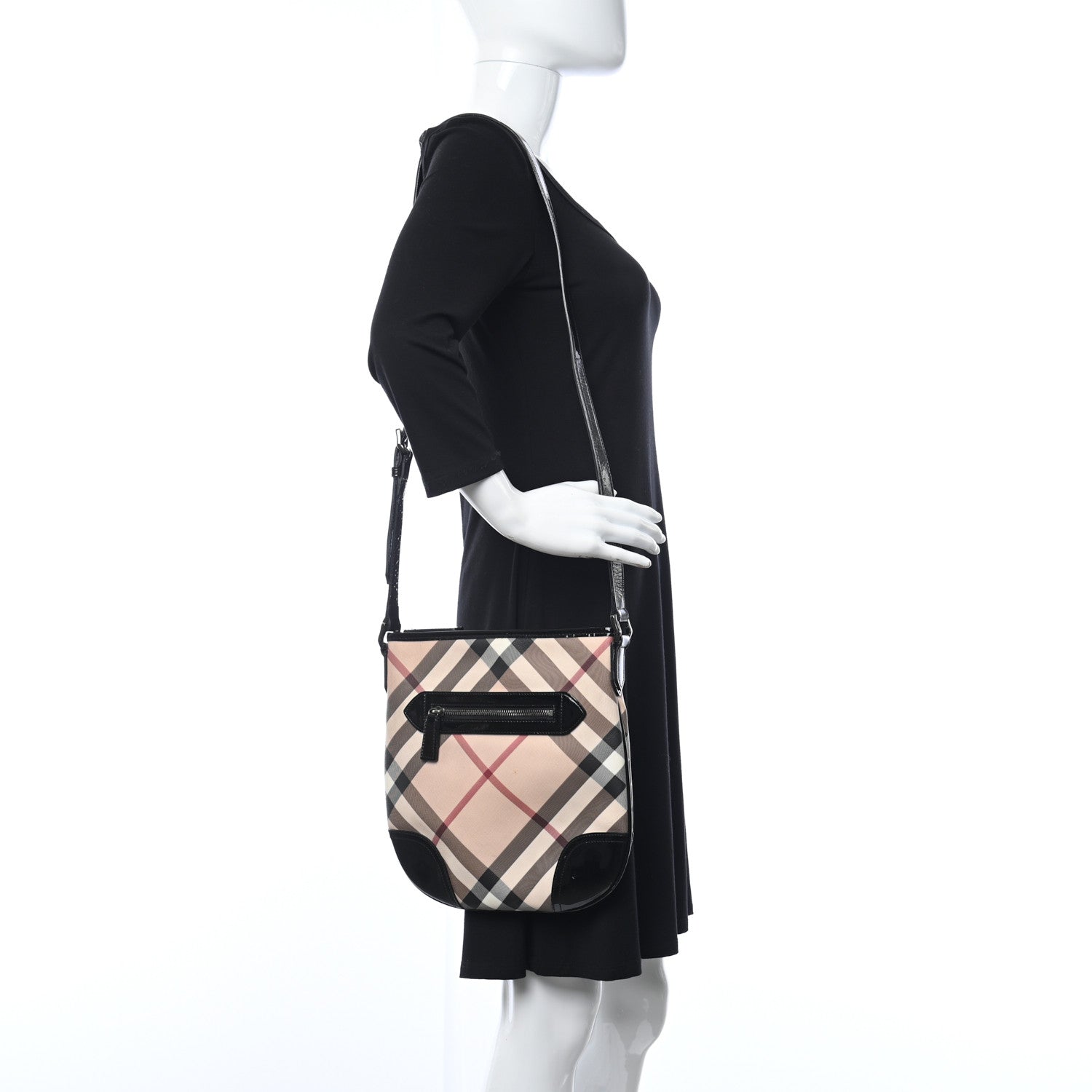 Burberry Patent Nova Check Dryden Crossbody Bag Black 2 of 11