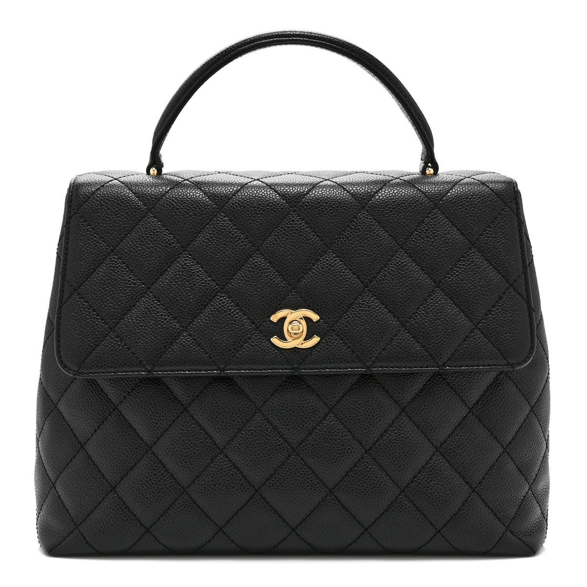 Caviar Quilted Jumbo Kelly Flap Black