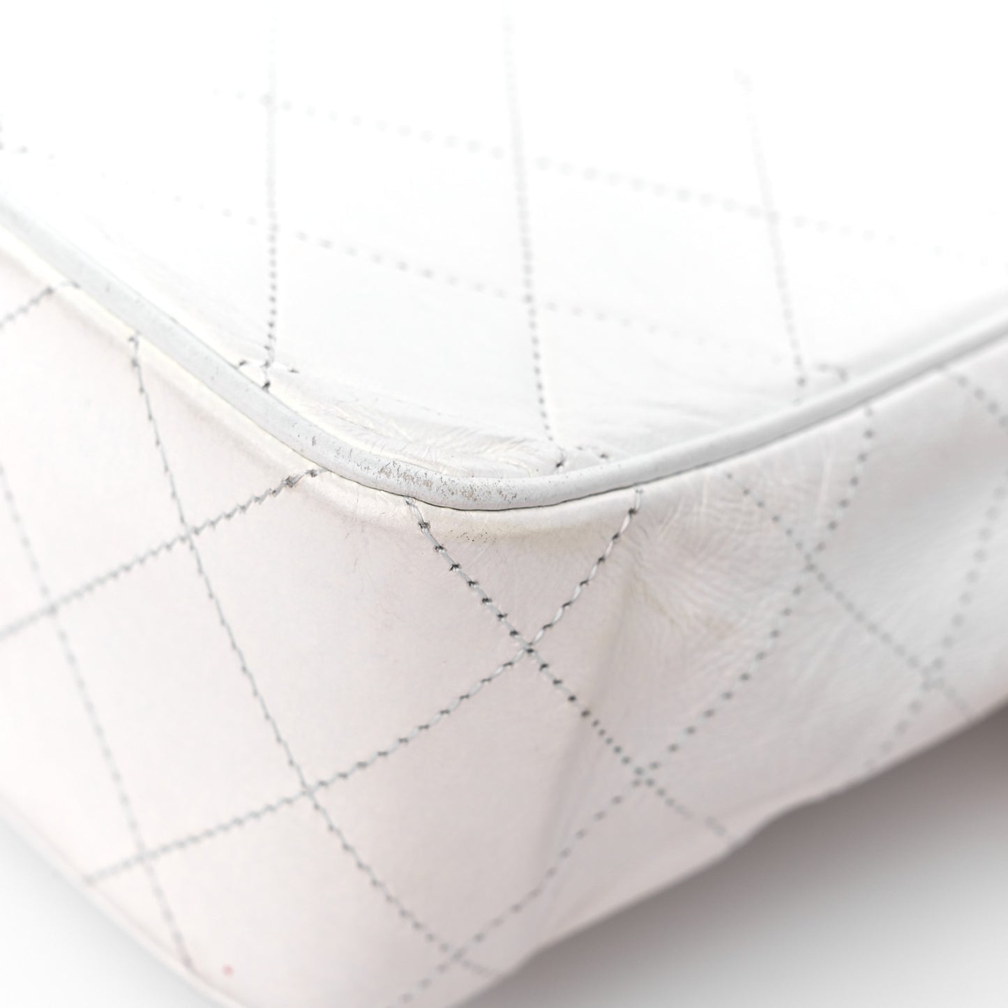 Lambskin Quilted Envelope Flap White