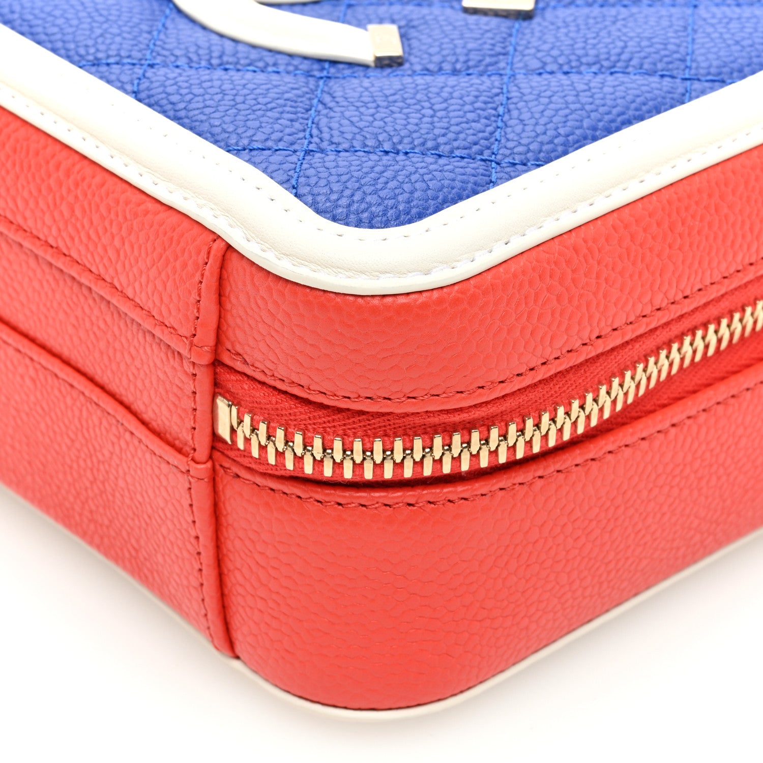 Chanel Caviar Quilted Small CC Filigree Vanity Case Blue White Red 10 of 10