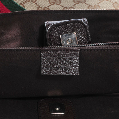 Gucci GG Monogram Medium Web Handle Double Pocket Tote Brown 6 of 7