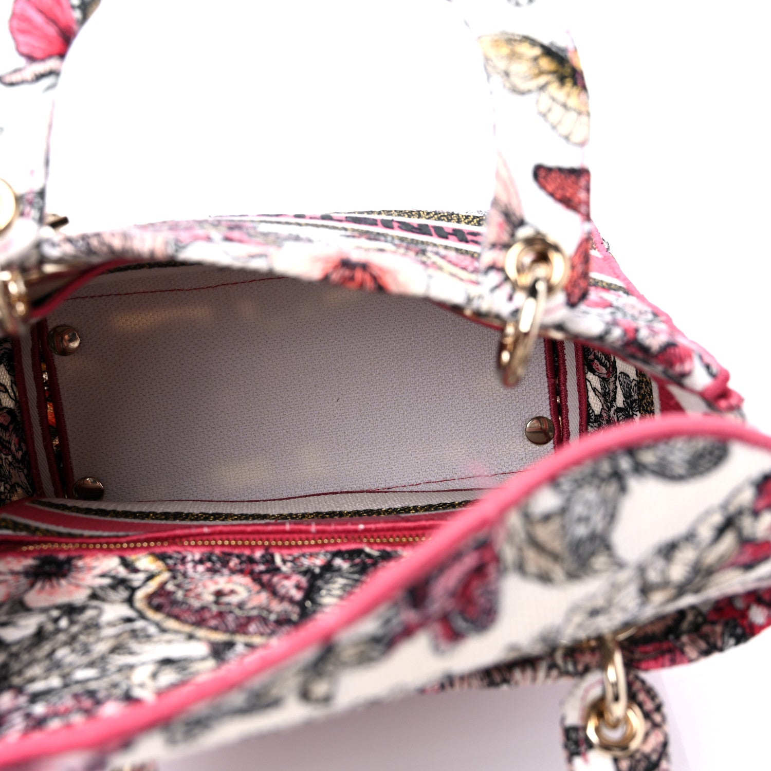 Christian Dior Canvas Embroidered Butterfly Print Medium Lady D-Lite Multicolor 5 of 10