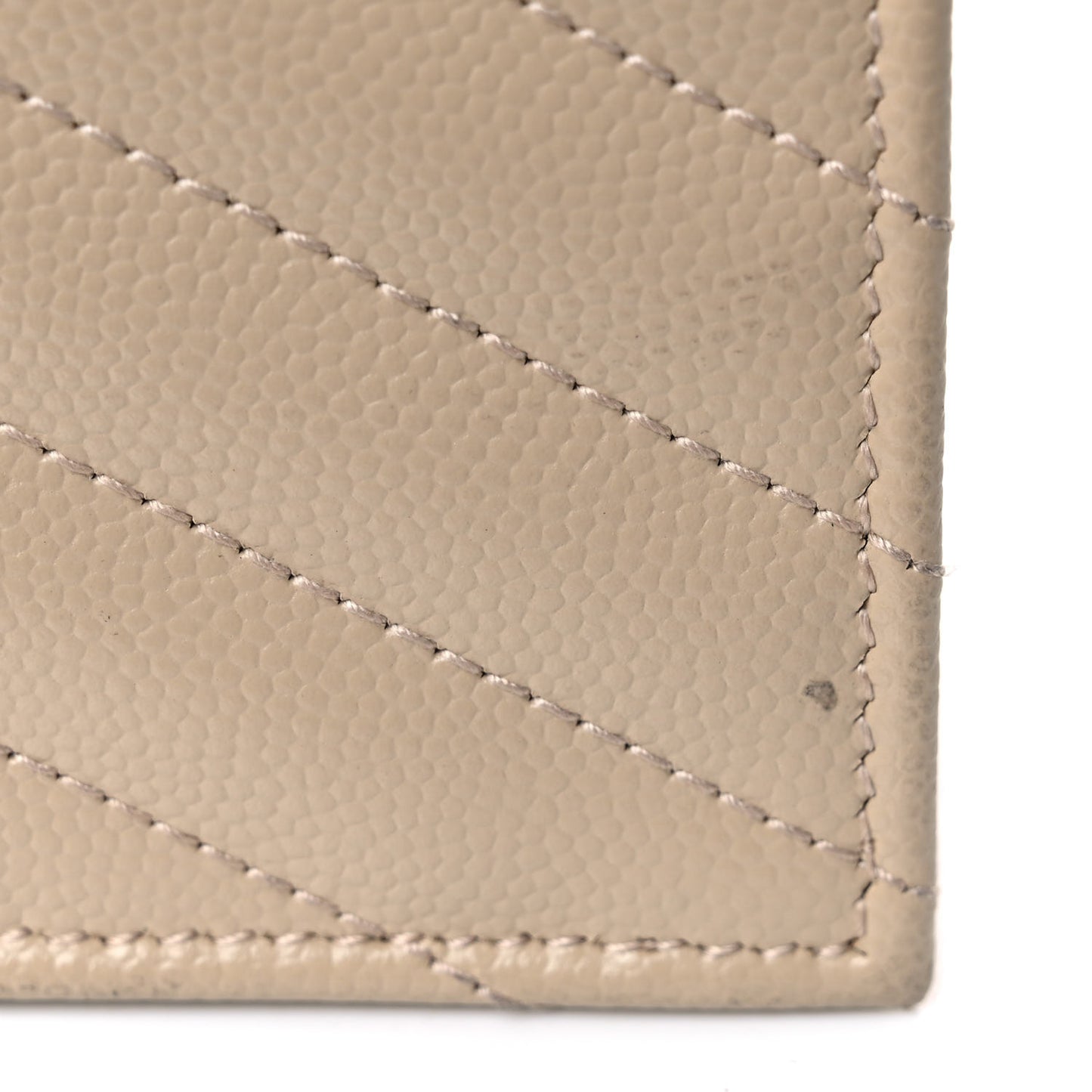 Grain De Poudre Matelasse Chevron Monogram Envelope Chain Wallet Dark Beige