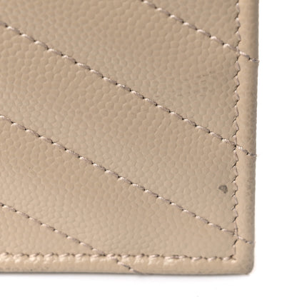 Saint Laurent Grain De Poudre Matelasse Chevron Monogram Envelope Chain Wallet Dark Beige 15 of 16