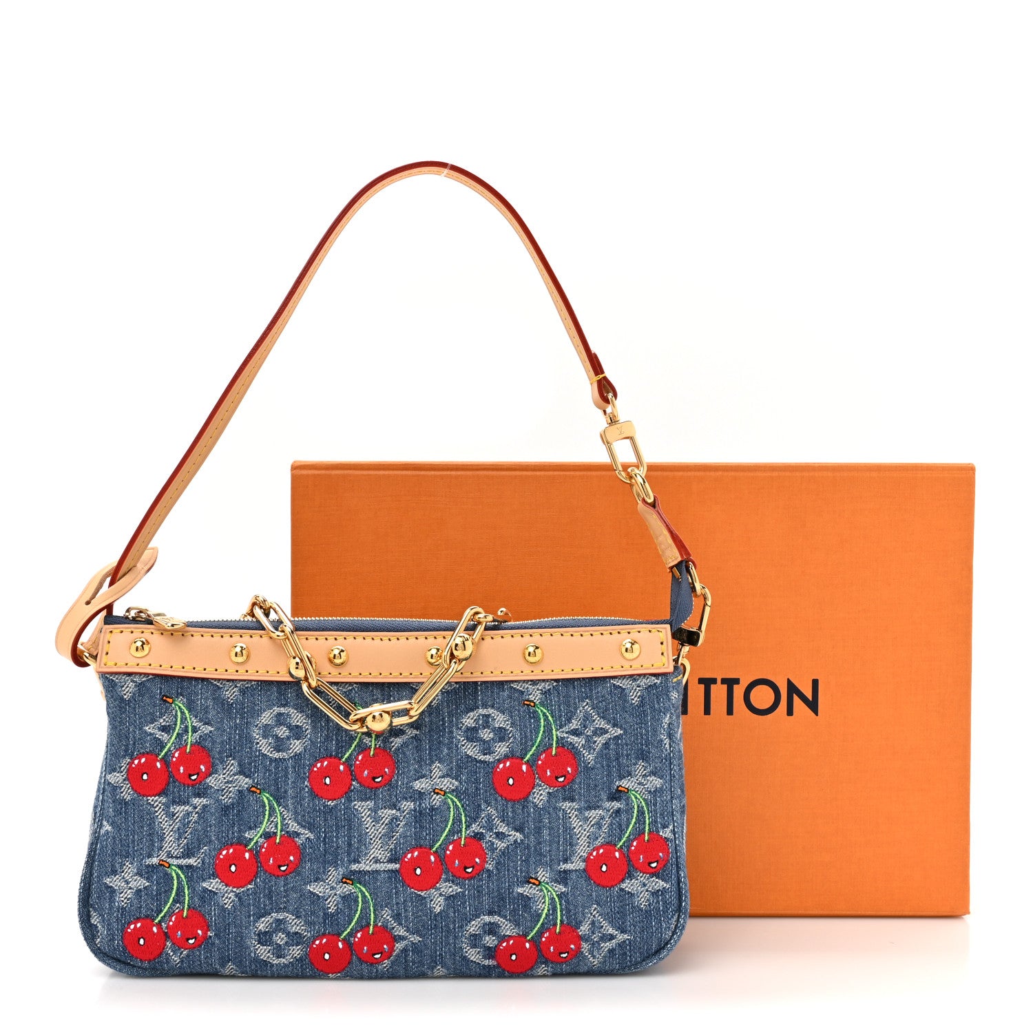 Louis Vuitton LV X TM Monogram Denim Cerises Pochette Accessories Blue 10 of 10
