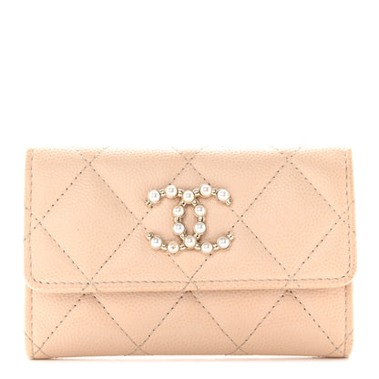 Chanel Caviar Pearl Quilted Coco Candy Flap Card Holder Beige 1 of 15