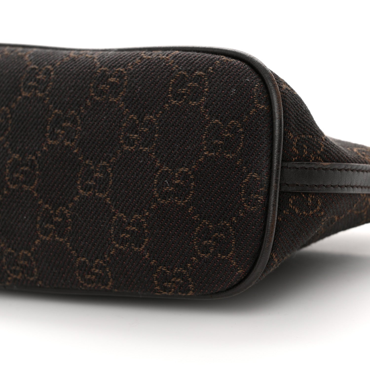 Gucci Denim Monogram Boat Pochette Dark Brown 10 of 15