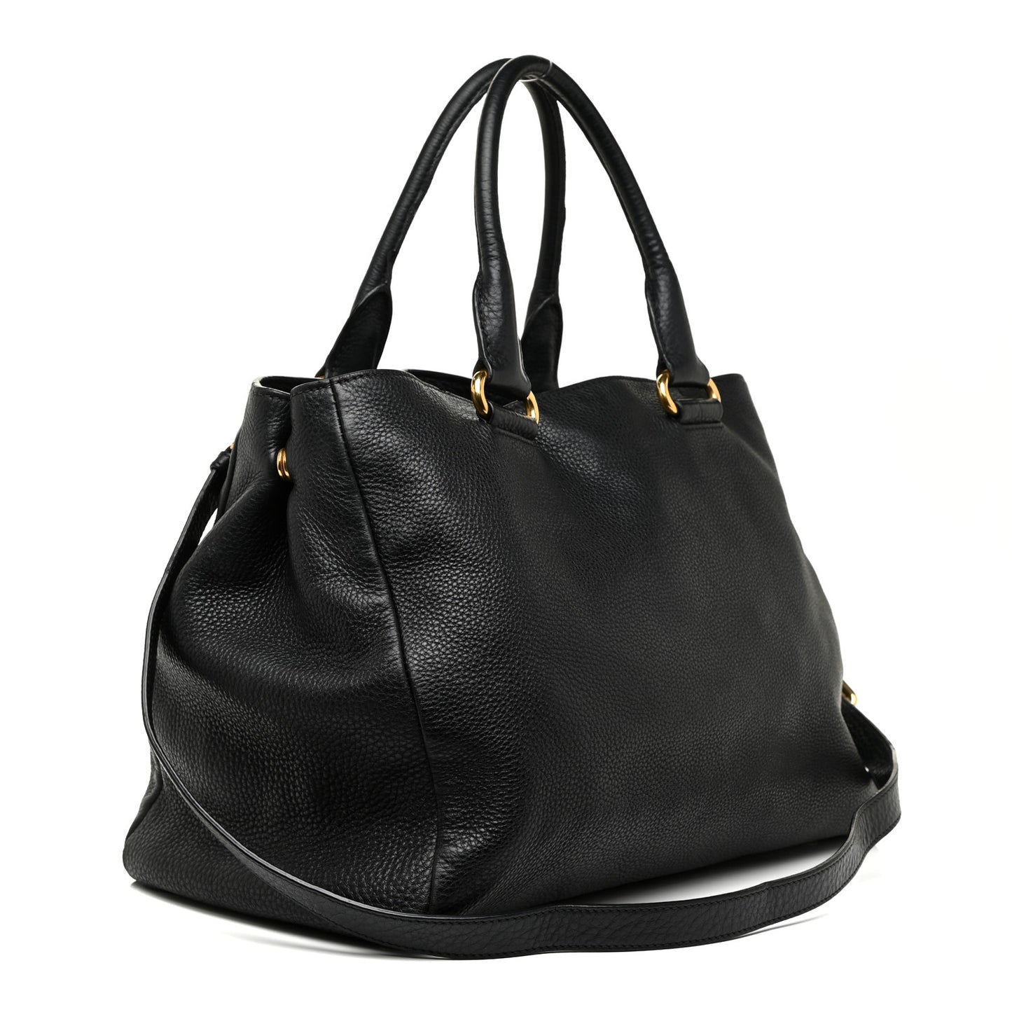 Vitello Daino Shopping Satchel Black