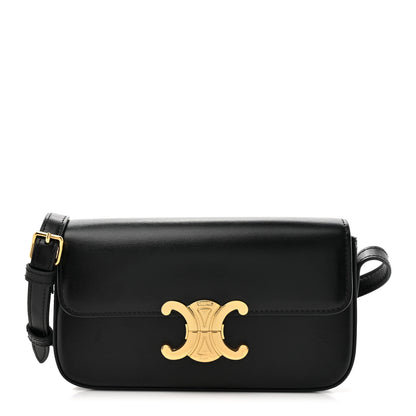 Celine Shiny Calfskin Triomphe Shoulder Bag Black 1 of 11