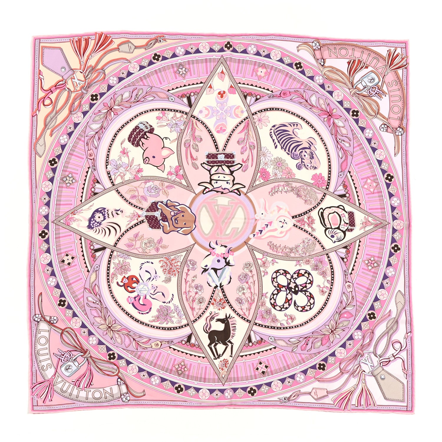 Louis Vuitton Silk Superstition LV Square Scarf Rose Clair 1 of 4