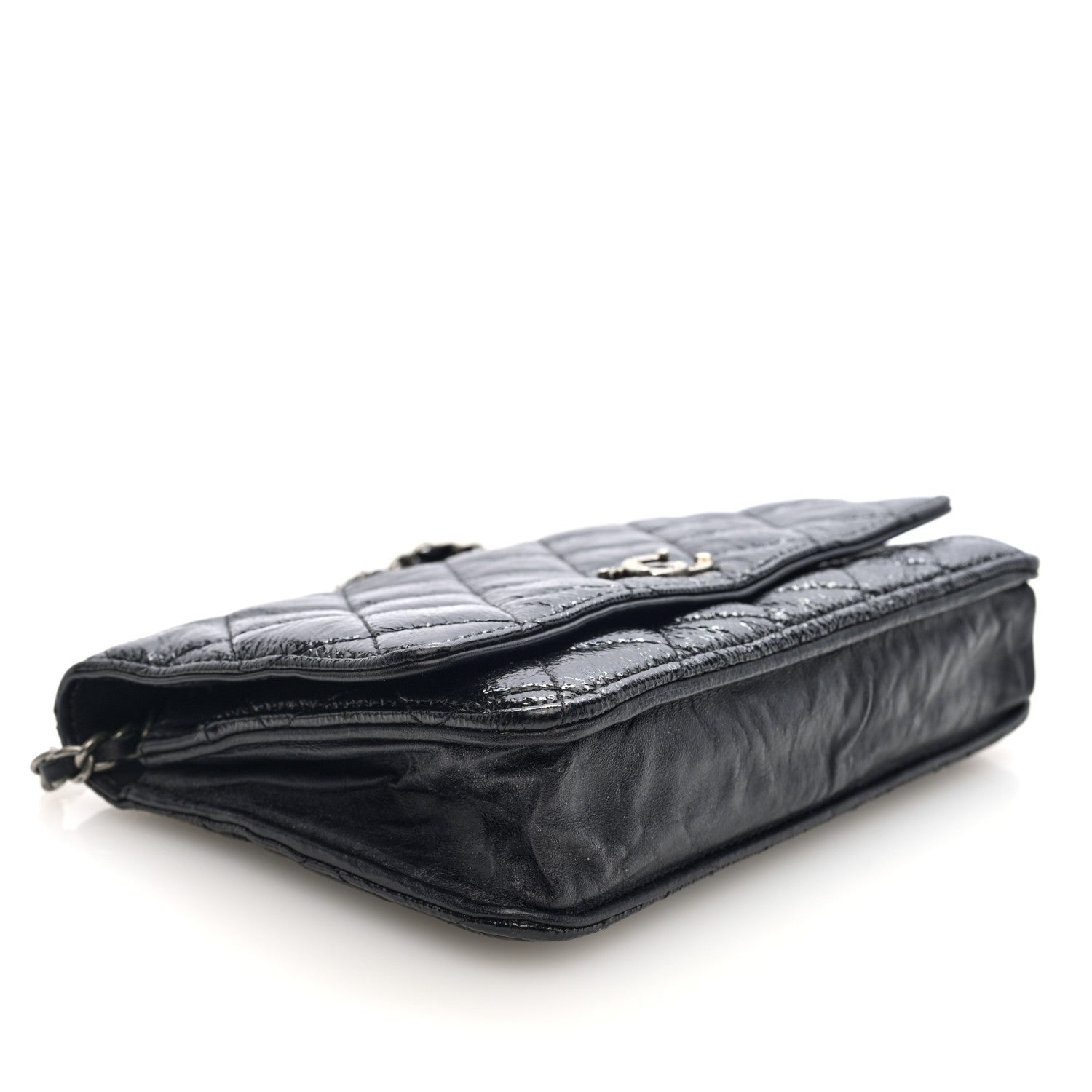 Chanel Patent Goatskin Quilted Paris Dallas Wallet On Chain WOC Black 4 of 10