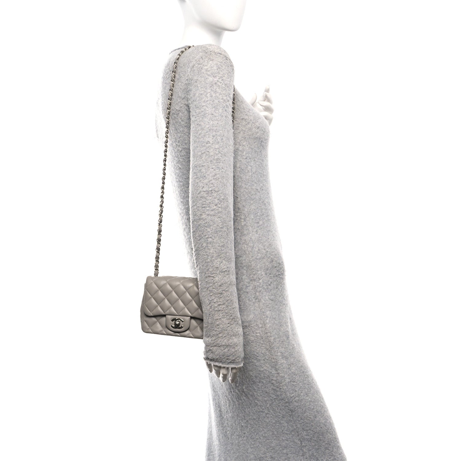 Chanel Lambskin Quilted Mini Square Flap Grey 2 of 10