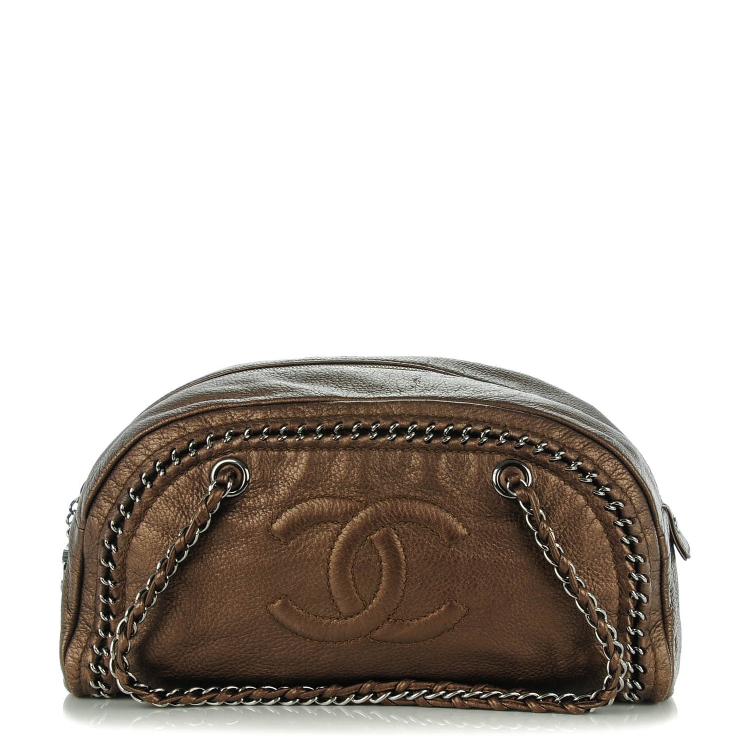 Metallic Goatskin Medium Luxe Ligne Bowler Bronze