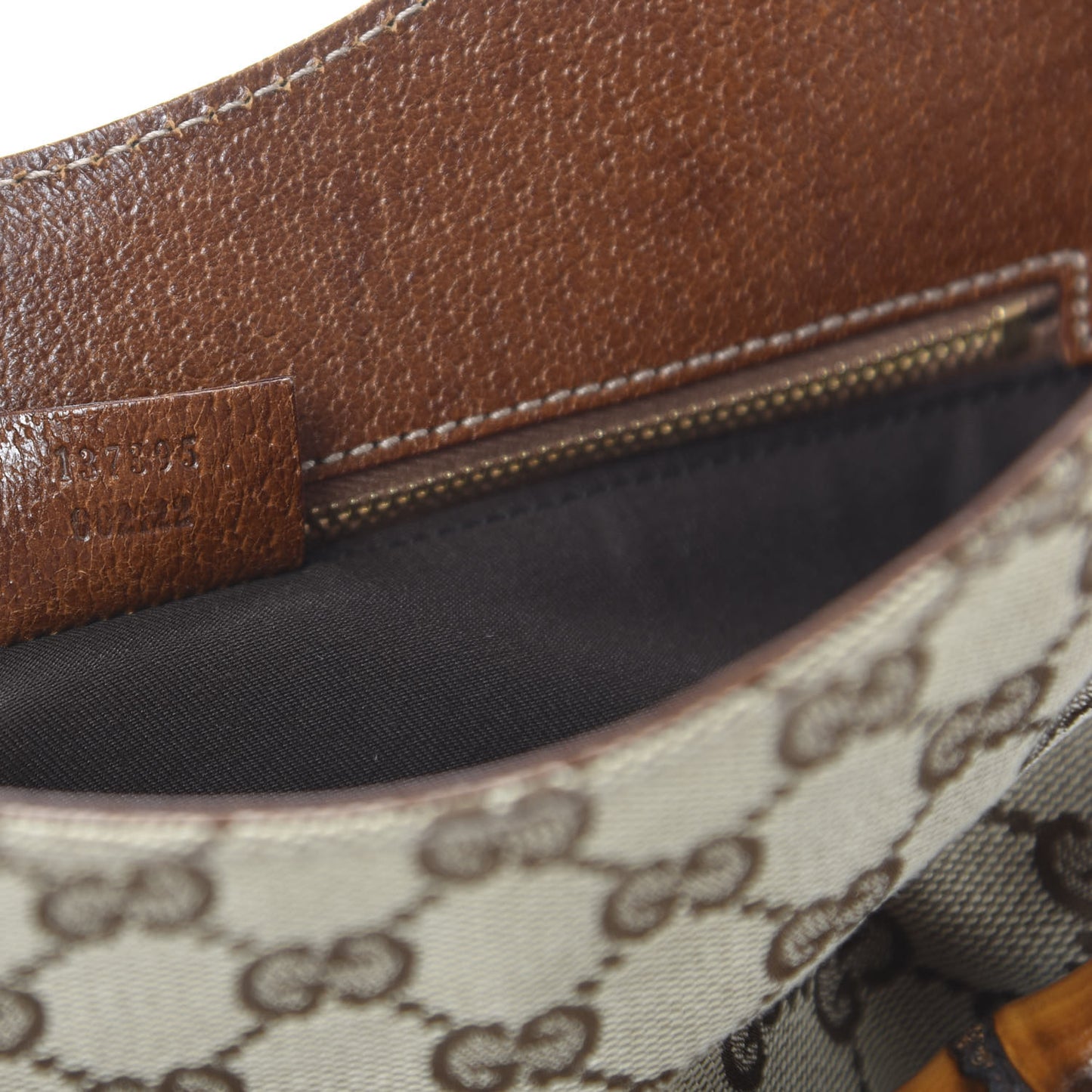 Monogram Bamboo Handle Bag Brown