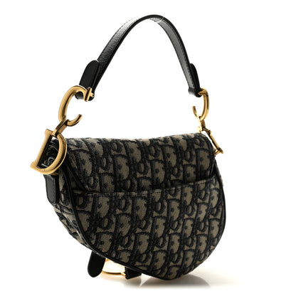 Christian Dior Oblique Mini Saddle Bag Blue 3 of 9