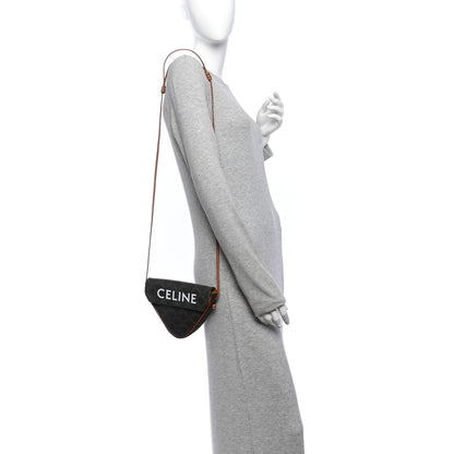 Celine Triomphe Canvas Triangle Crossbody Bag Tan 2 of 10
