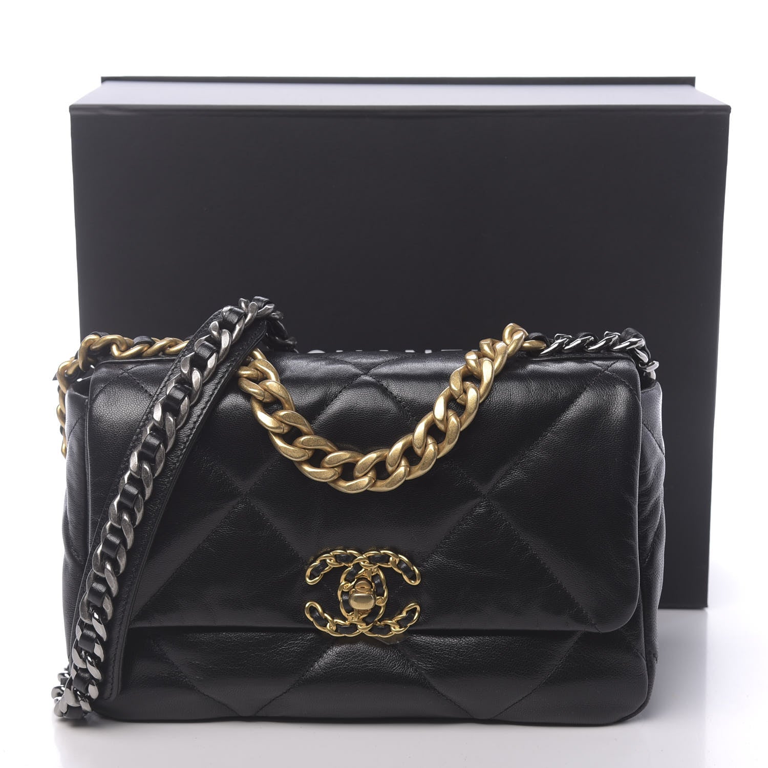 Chanel Lambskin Quilted Medium 19 Flap Black 11 of 11