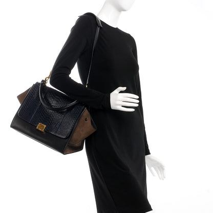 Celine Python Suede Medium Trapeze Midnight 2 of 11