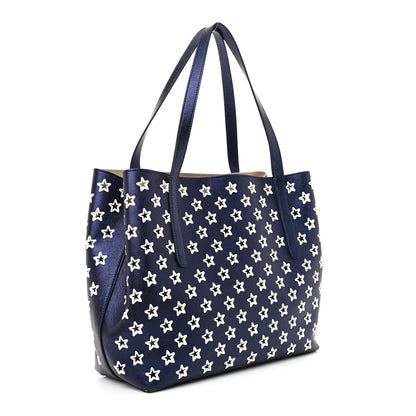 Jimmy Choo Metallic Nappa Perforated Star Sofia Shoulder Bag Navy White 3 of 8