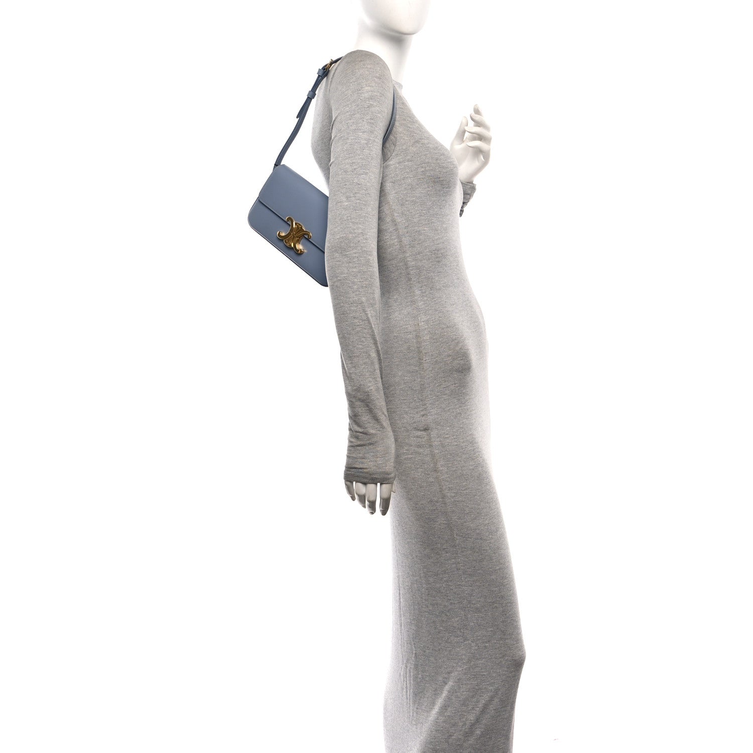 Celine Shiny Calfskin Triomphe Shoulder Bag California Blue 2 of 13