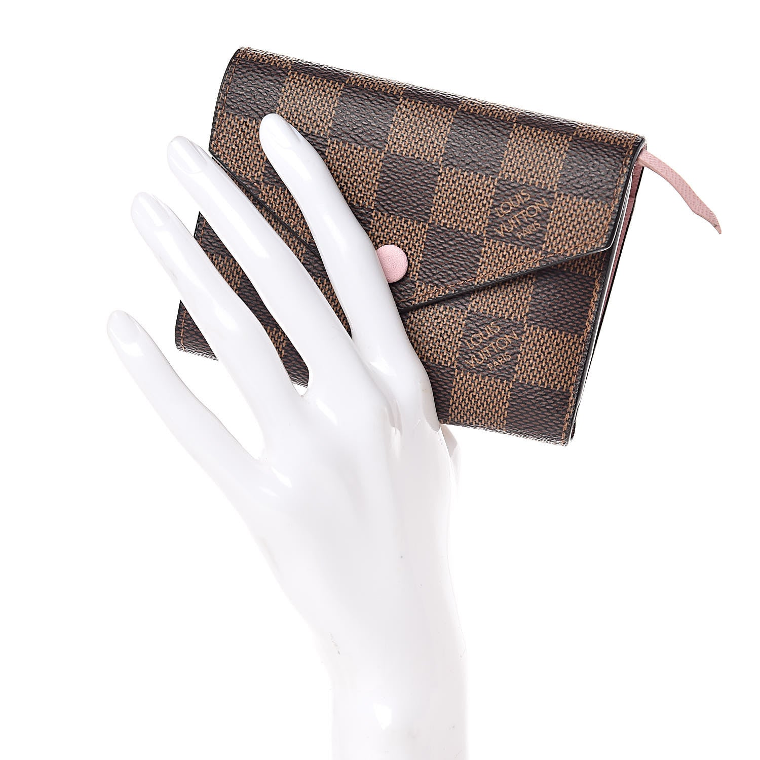 Louis Vuitton Damier Ebene Victorine Wallet Rose Ballerine 2 of 8