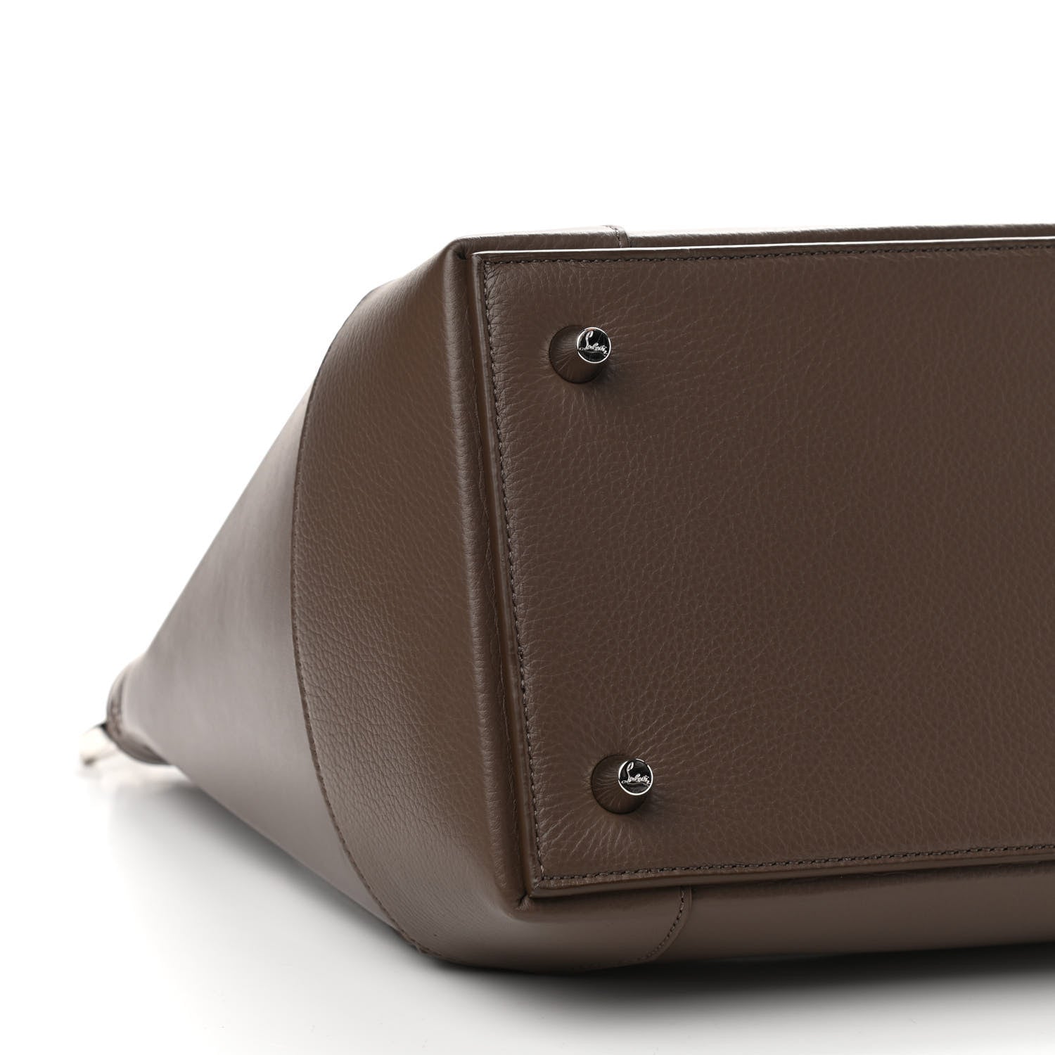 Christian Louboutin Grained Calfskin Studded Large Eloise Satchel Brown 8 of 9