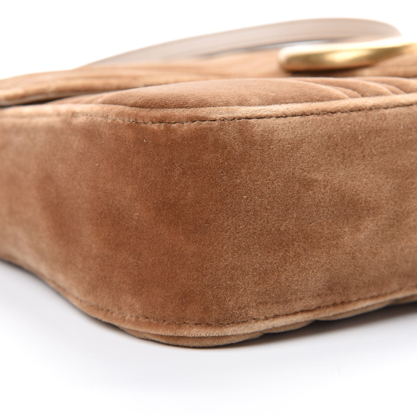 Velvet Matelasse Medium GG Marmont Shoulder Bag Taupe