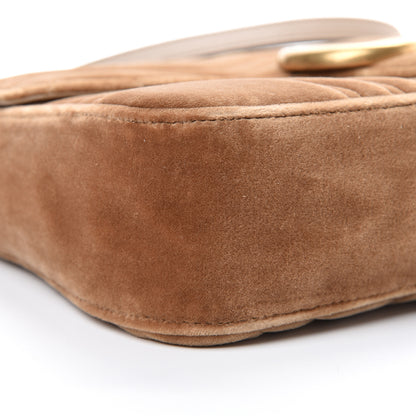 Gucci Velvet Matelasse Medium GG Marmont Shoulder Bag Taupe 9 of 11