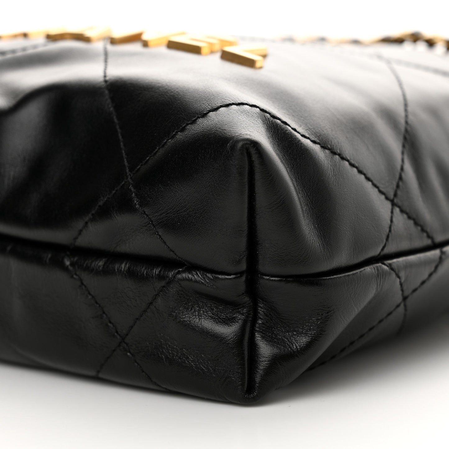 Shiny Calfskin Quilted Mini Chanel 22 Black