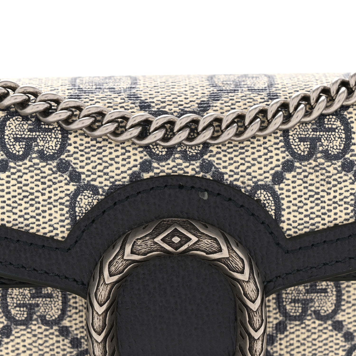 Gucci GG Supreme Monogram Textured Dollar Calfskin Super Mini Dionysus Shoulder Bag Beige Blue 8 of 10