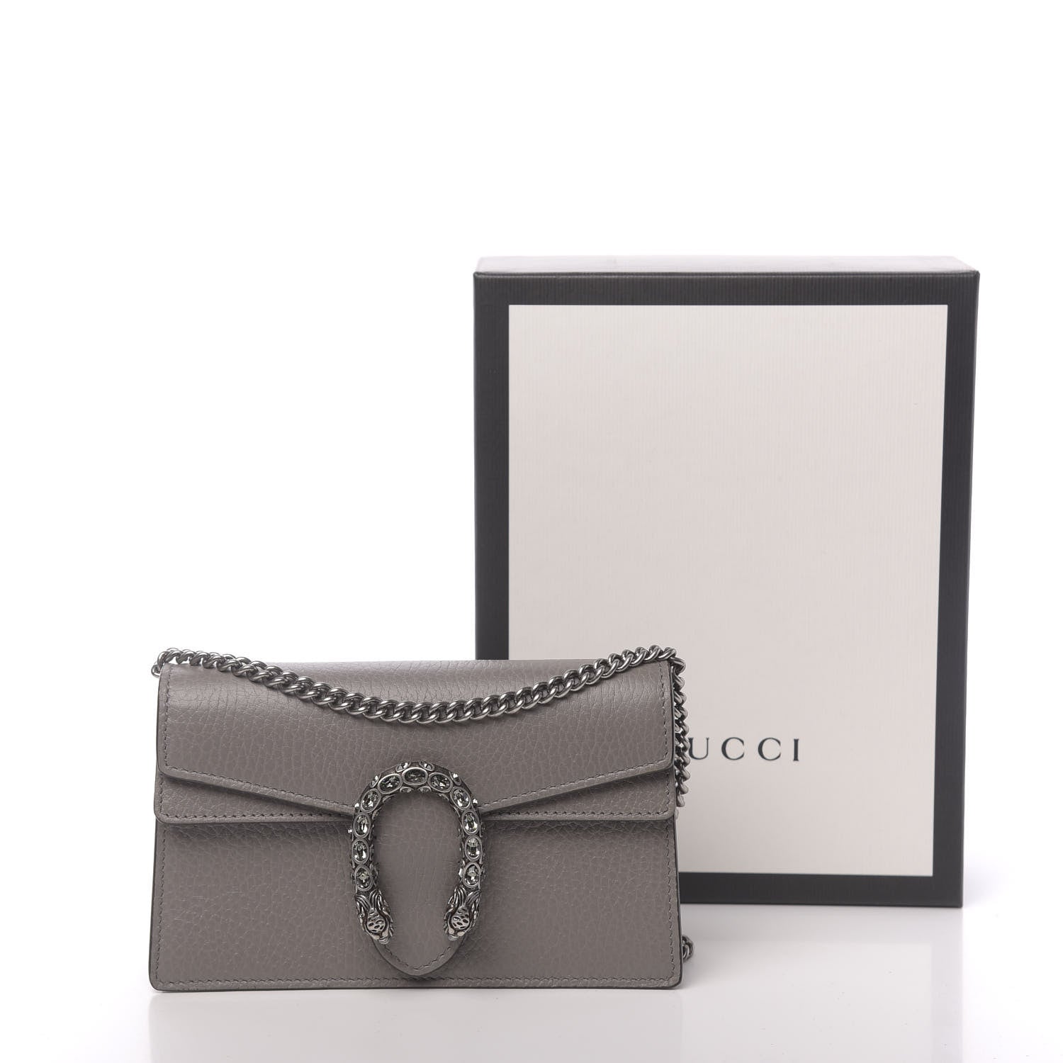 Gucci Dollar Calfskin Crystal Super Mini Dionysus Shoulder Bag Dusty Grey Black Diamond 10 of 10