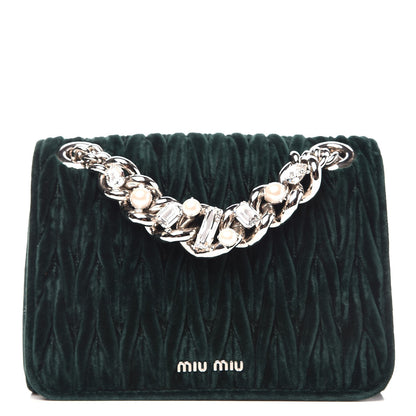 Miu Miu Velluto Matelasse Chain Shoulder Bag Smeraldo 1 of 8