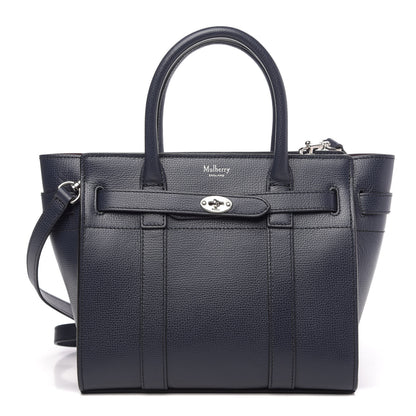Mulberry Small Classic Grain Mini Bayswater Zip Tote Navy 1 of 10