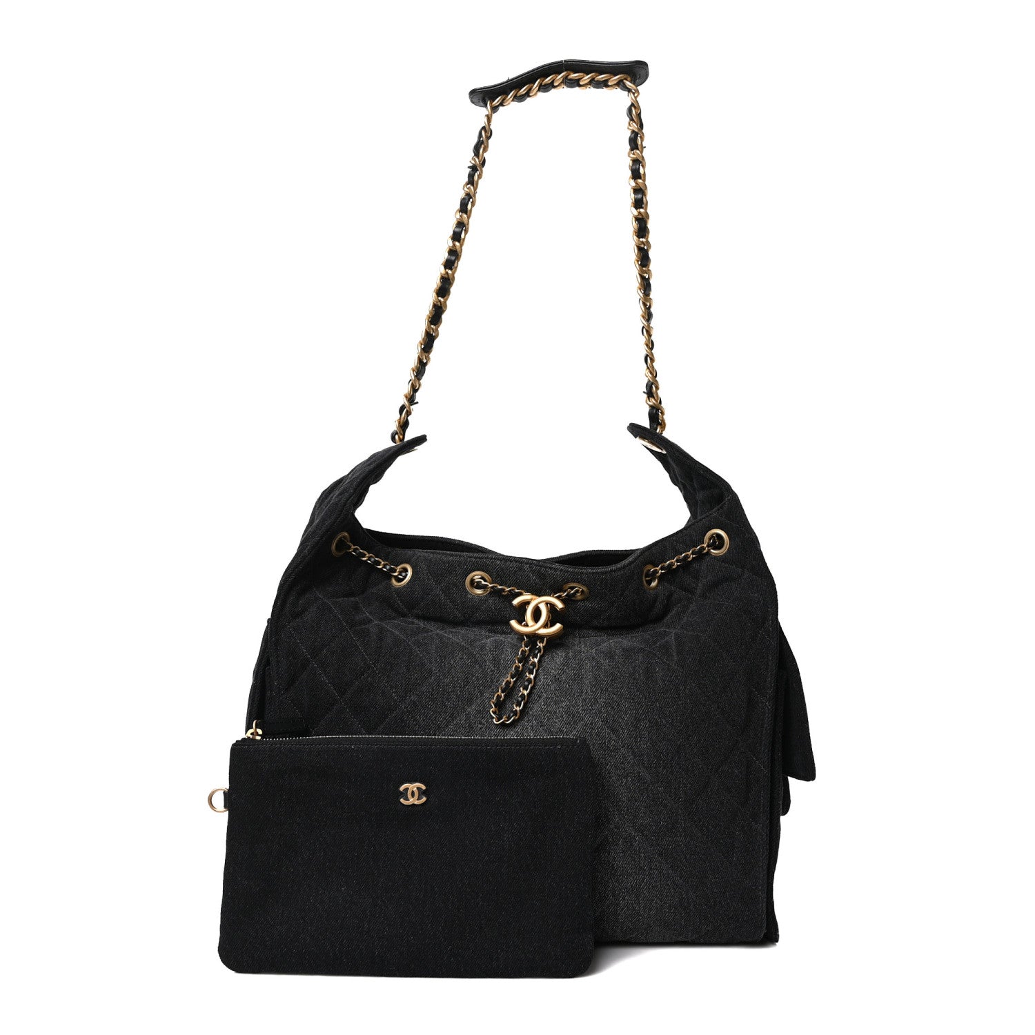Chanel Washed Denim Quilted Medium Chanel 25 Handbag Black 1777196