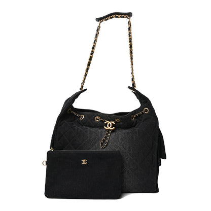 Chanel Washed Denim Quilted Medium Chanel 25 Handbag Black 3 of 11