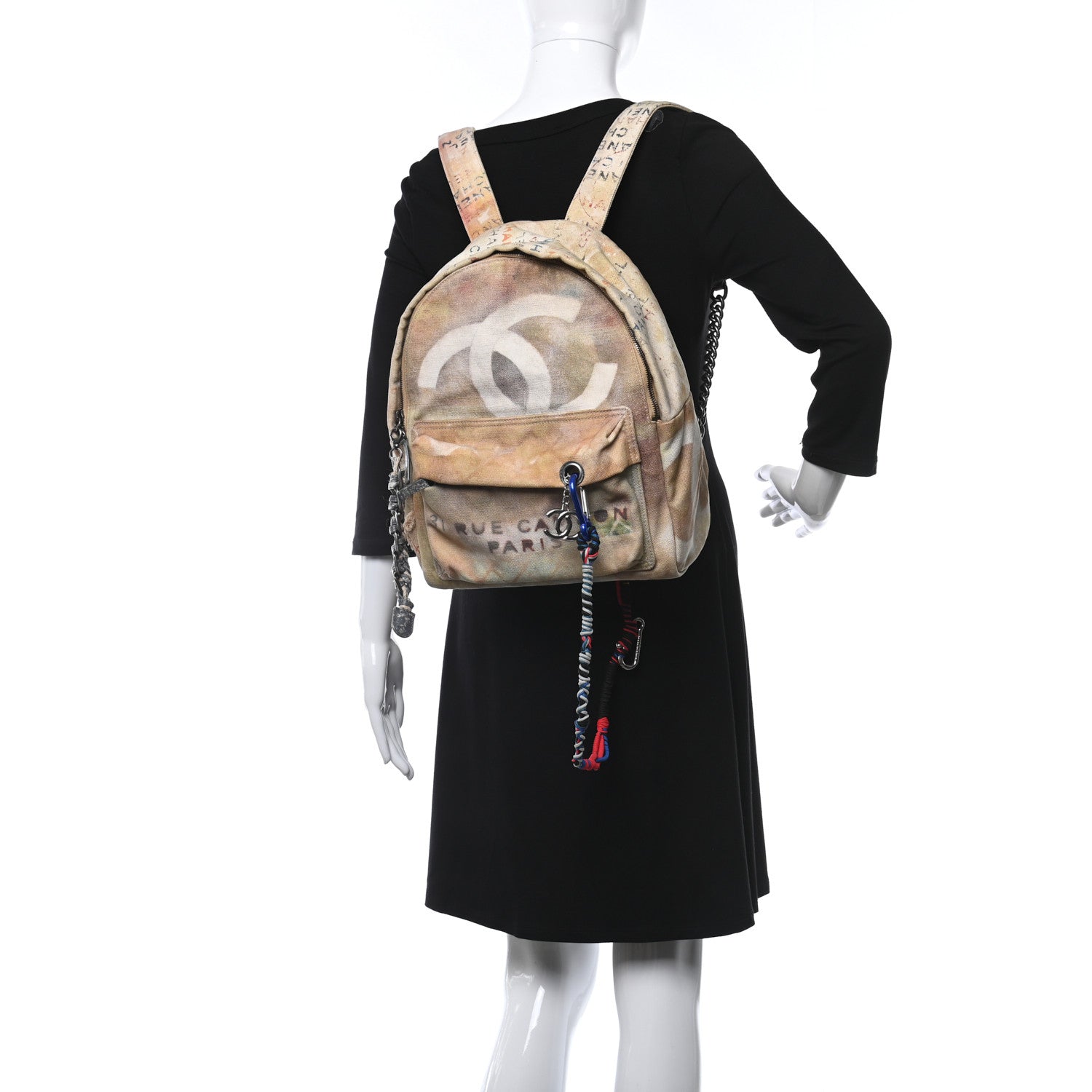 Chanel Graffiti Printed Canvas Medium Backpack Beige 2 of 9