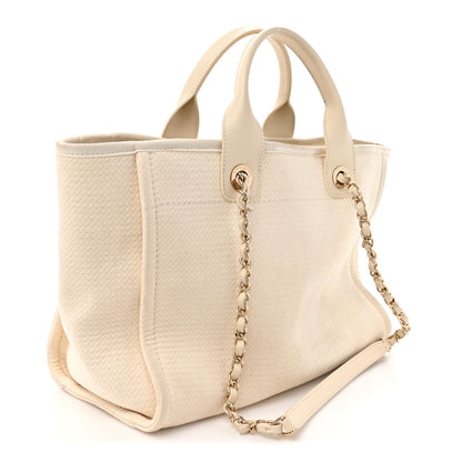 Chanel Mixed Fibers Small Deauville Tote White 4 of 19