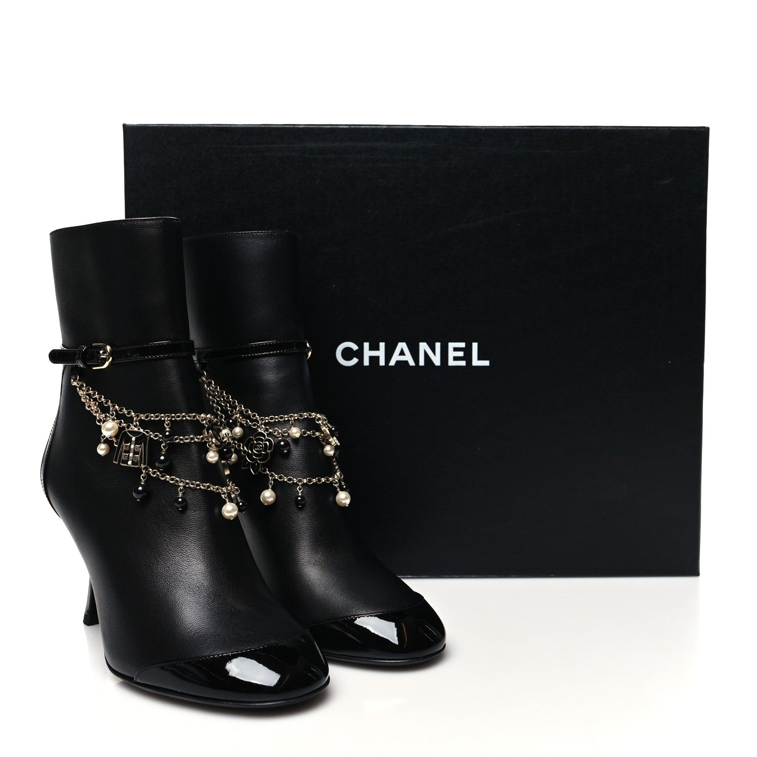 Chanel Lambskin Patent Calfskin Ankle Boots 36.5 Black 8 of 8