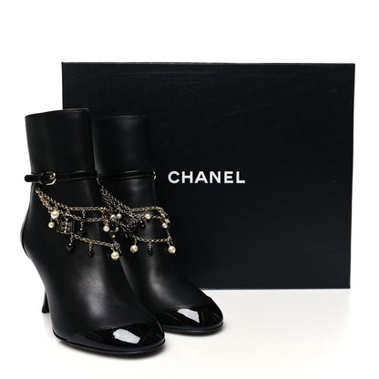 Chanel Lambskin Patent Calfskin Ankle Boots 36.5 Black 8 of 8