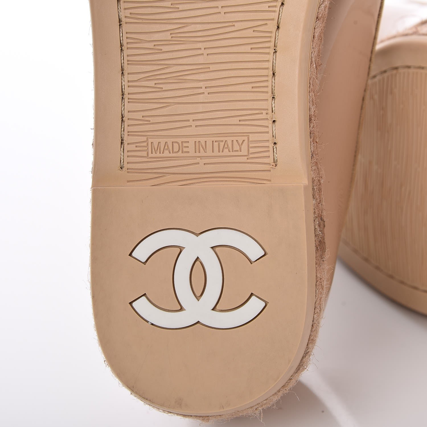 Chanel Patent CC Loafers Espadrille 35 Beige 6 of 9