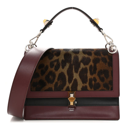 Fendi Vitello Pelo Dolce Liberty Lucido Sfumato Leopard Kan I Shoulder Bag Grigio Marrone Bordeaux 1 of 10