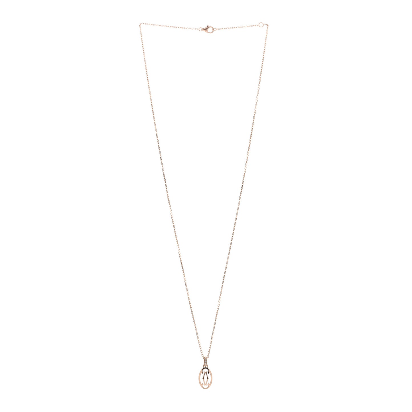18K Pink Gold Diamond Logo Pendant Necklace