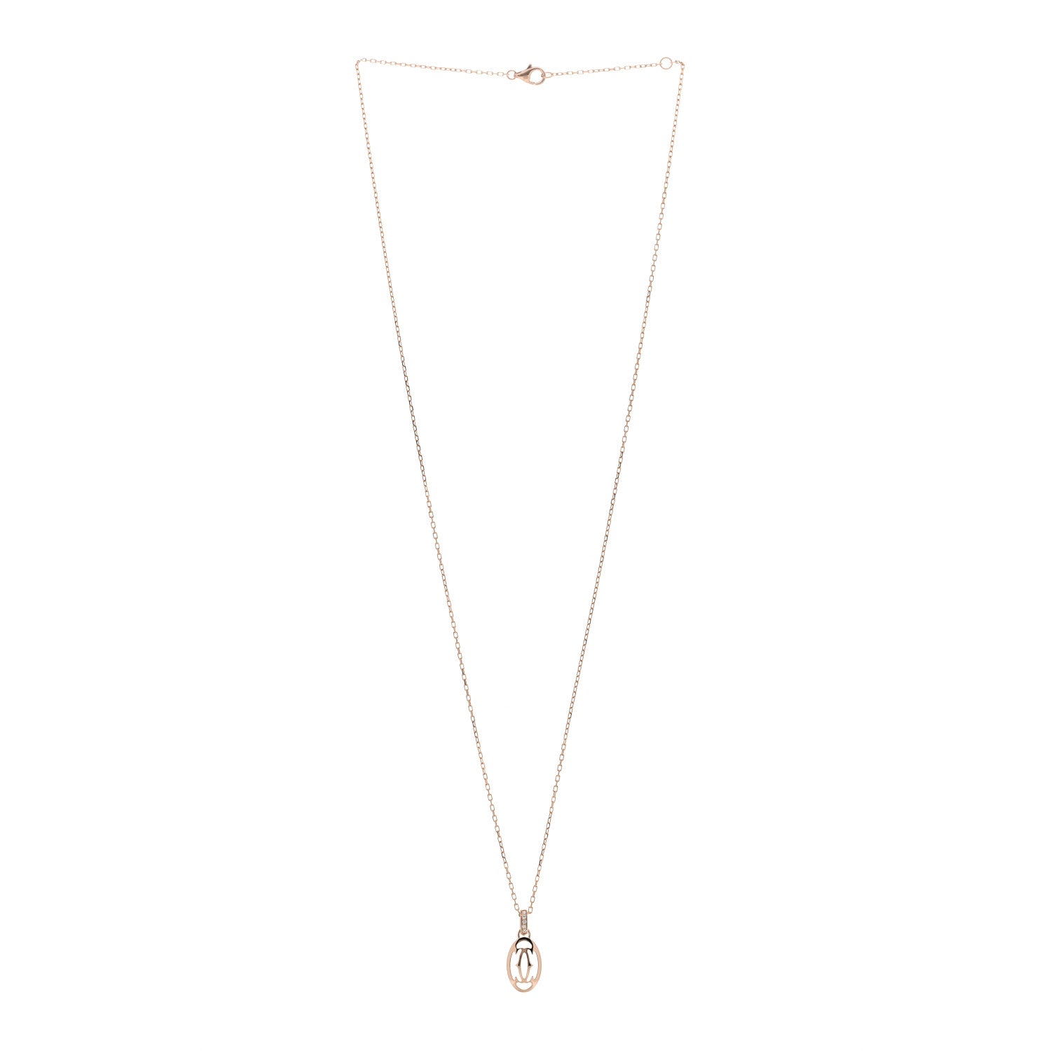 Cartier 18K Pink Gold Diamond Logo Pendant Necklace 3 of 5